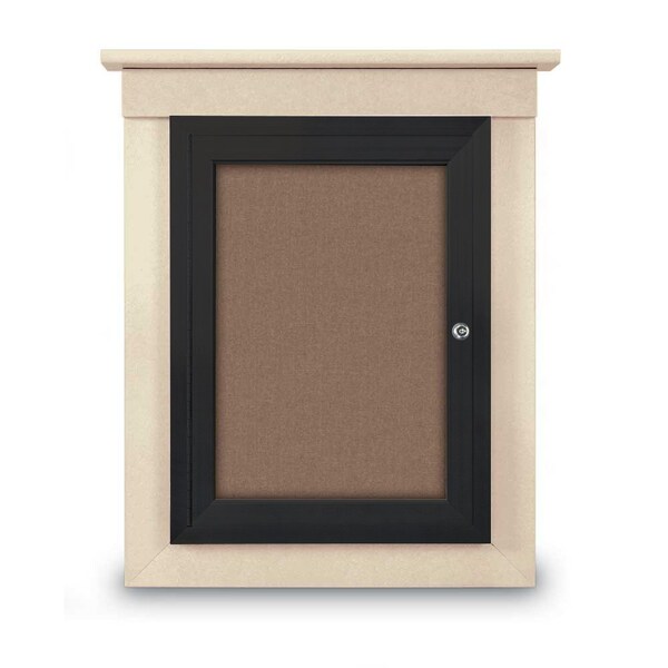 42"x32" 2-Door Enclosed Letterboard, Green Felt/Lt Oak